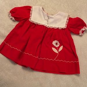 Baby girls’ red velvet dress, vintage by Nannette, 12 mos
